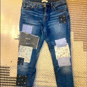 Vintage Free People Patchwork Cuffed Jean